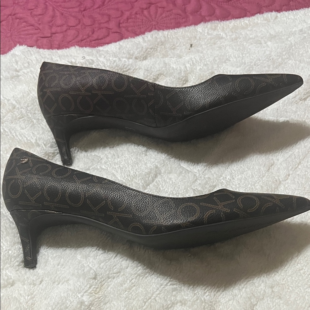 Calvin Klein Brown Patterned Heels - Picture 3 of 5